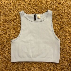 H&M blue ribbed crop top